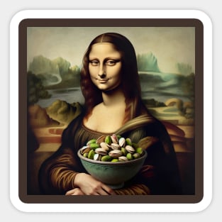 Mona Lisa Pistachio Delight Tee - National Pistachio Day Special Sticker